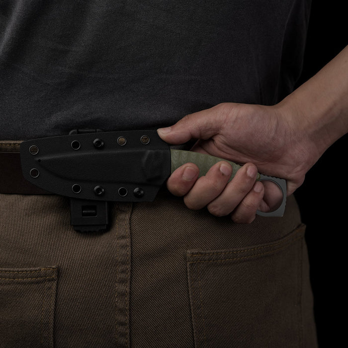 Kizer 1115A1 Billy Bones (AEB-L, Drop Point, Black PVD, Stonewashed, G10) Fixed Blade Knife