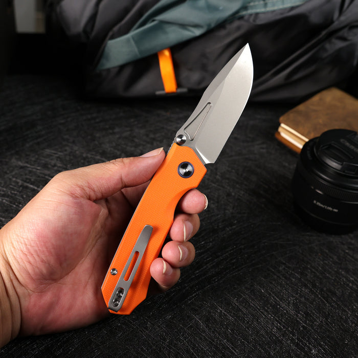 REMETTE RNGD3 RT-Rhino (D2, Bead Blast, Drop Point, G10, Orange) Folding Knife