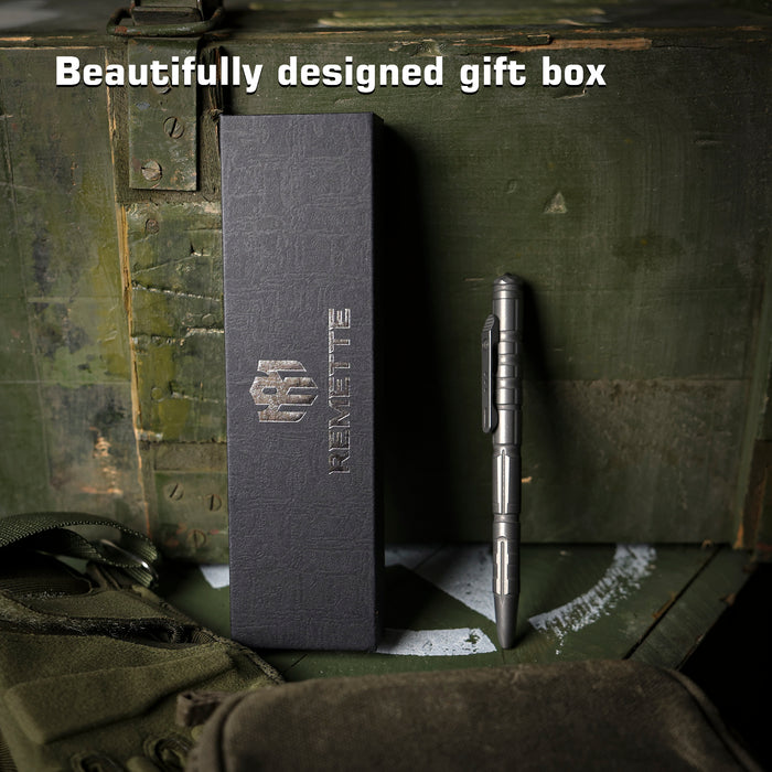 REMETTE RT-TP1B Tactical Slide Click Pen (Dark Gray Titanium, Glassbreaker) Tactical Pen