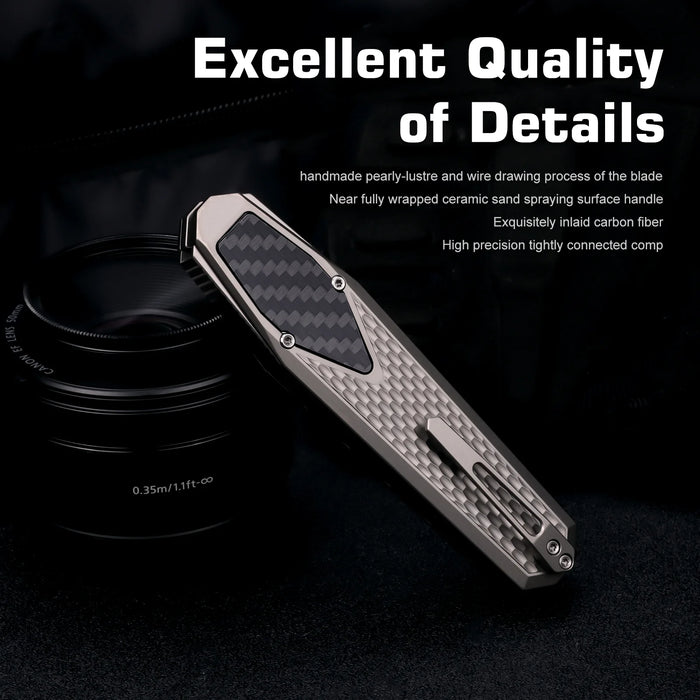 Remette ZL101A1 RT-Swordfish (M390, Tanto, Pearlescent, Titanium, Ceramic Sandblasting) Gravity Knife