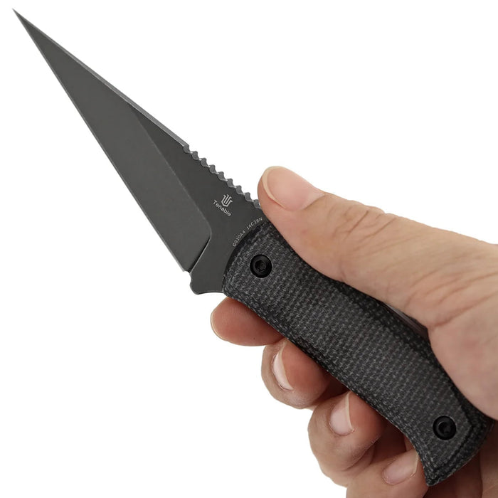 Tenable G020A4 ToothPik (14C28N, Modified Kiridashi, Blackwash, Black Micarta) Fixed Blade Knife