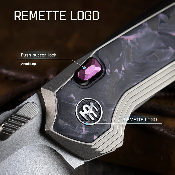 REMETTE ONEA3 RT-ONE (M390, Drop Point, Manual Fine Grinding Pearlescent Surface Effect, Titanium + Carbon Fiber) Folding Knife