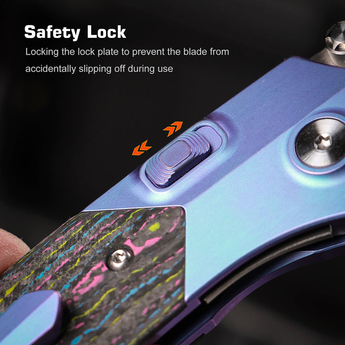 Remette RTPT-UC RT-Meteor (M390, Drop Point, Pearlescent, Titanium & Carbon Fiber, Button Liner Lock) Folding Pocket Knife