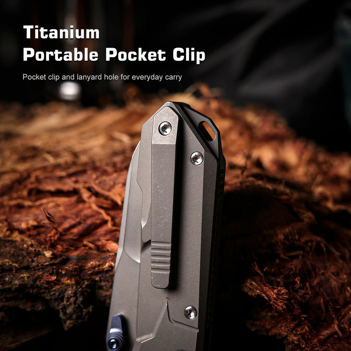 Remette RTCO-TG Cosmic (M390, Drop Point, Bead Blasted, Titanium, Button Liner Lock) Pocket Knife