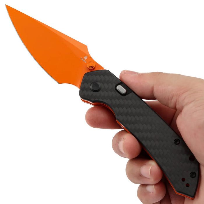 Tenable B1034H5 Fenrir (Nitro-V,  Harpoon, Orange Coated, Twill Carbon Fiber) Folding Knife
