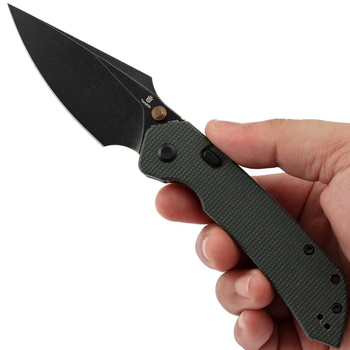 Tenable B1034H4 Fenrir (Nitro-V, Harpoon, Blackwashed, Green Micarta) Folding Knife