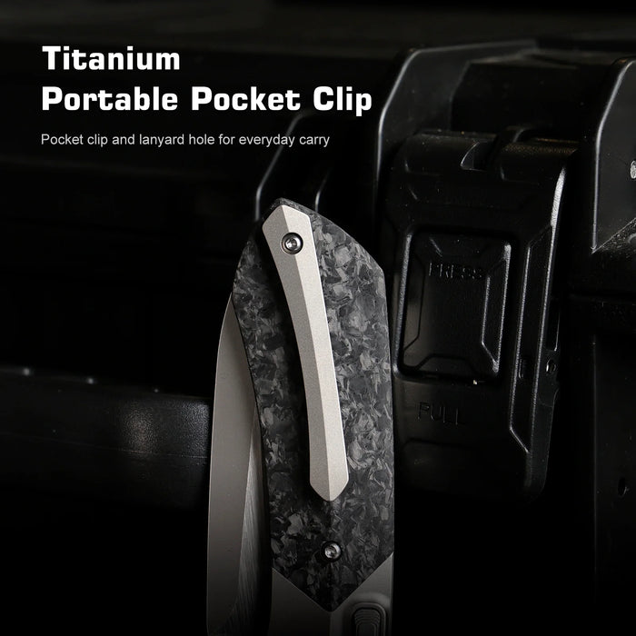 Remette RTPT-EL Meteor (M390, Pearlescent, Drop Point, Titanium/Carbon Fiber, Sandblasting) Pocket Knife
