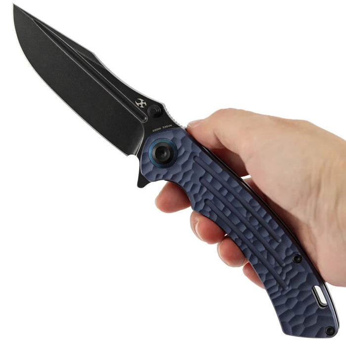 Kansept K1032A6 Pretatout (CPM S35VN, Drop Point, Blackwash, Purple Aluminum with Rock Texture) Folding Knife