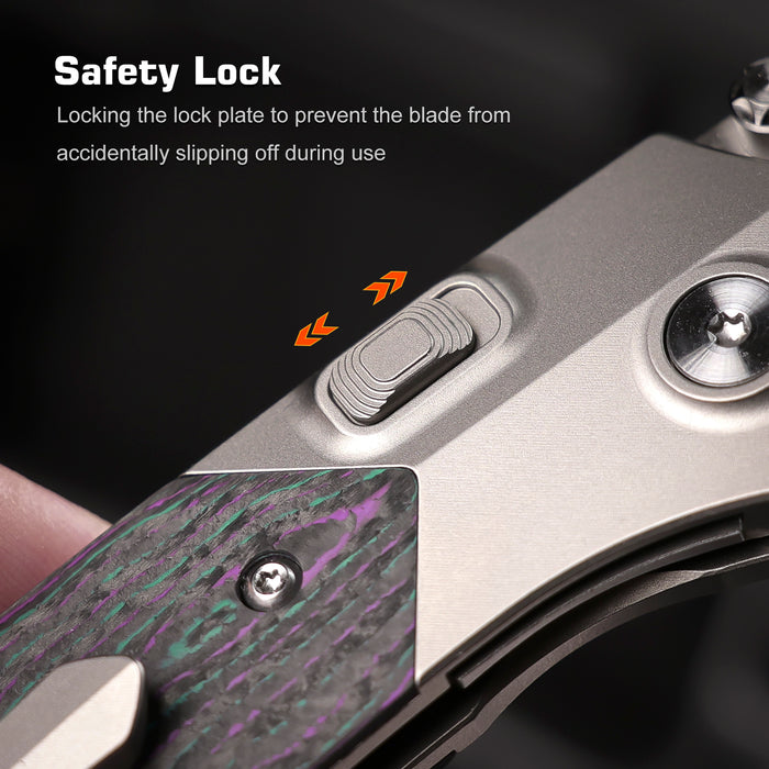 Remette RTPT-JAC RT-Meteor (M390, Drop Point, Pearlescent, Titanium & Carbon Fiber, Button Liner Lock) Folding Pocket Knife
