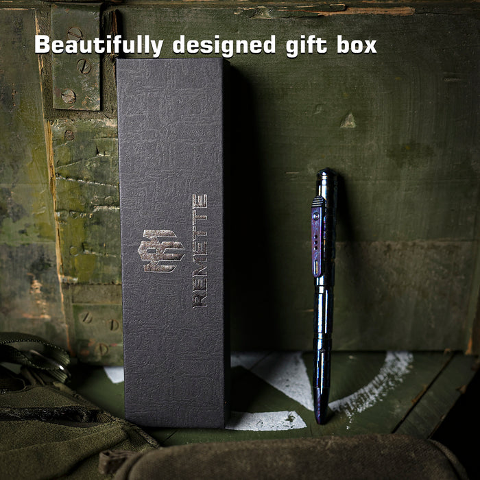 REMETTE RT-TP1L Tactical Slide Click Pen (Titanium, Entropic Anodized, Glassbreaker) Tactical Pen