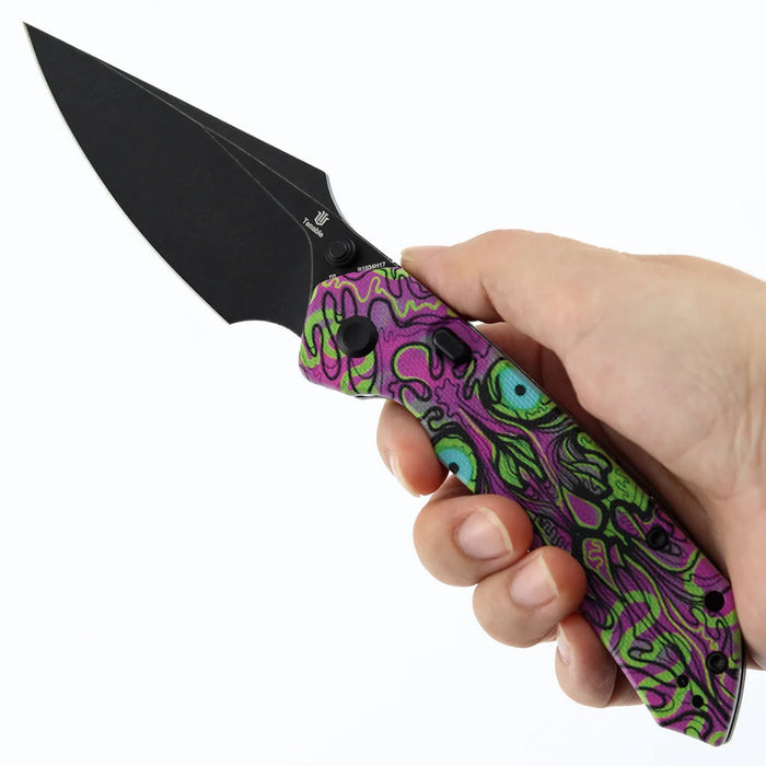 Tenable B1034H17 Fenrir (D2, Harpoon, Blackwash, Jade G10 with Purple Undead Print) Folding Knife