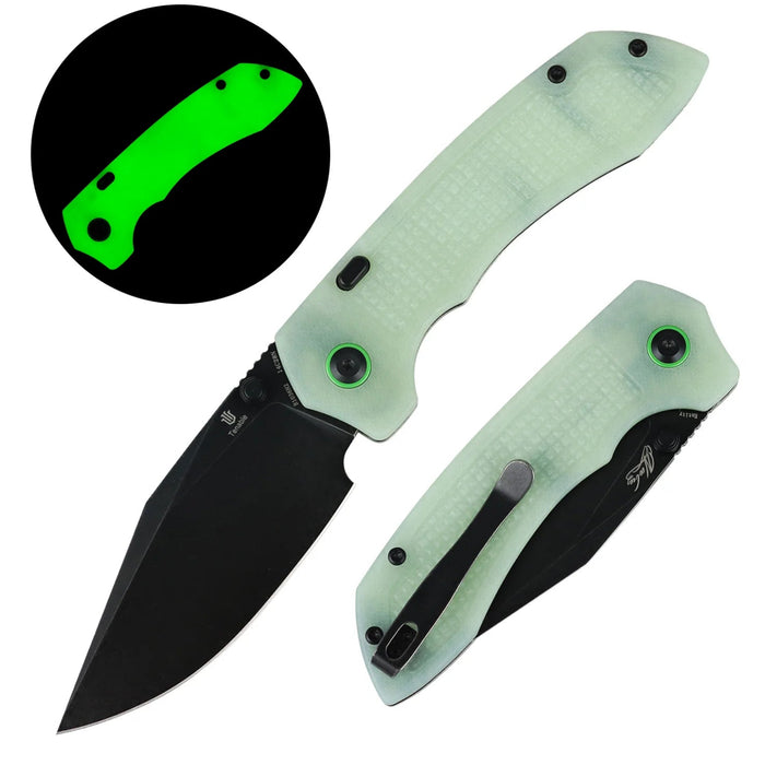 Tenable B1036H2 Entity (14C28N, Drop-point, Blackwashed, Dark Green G10) Folding Knife