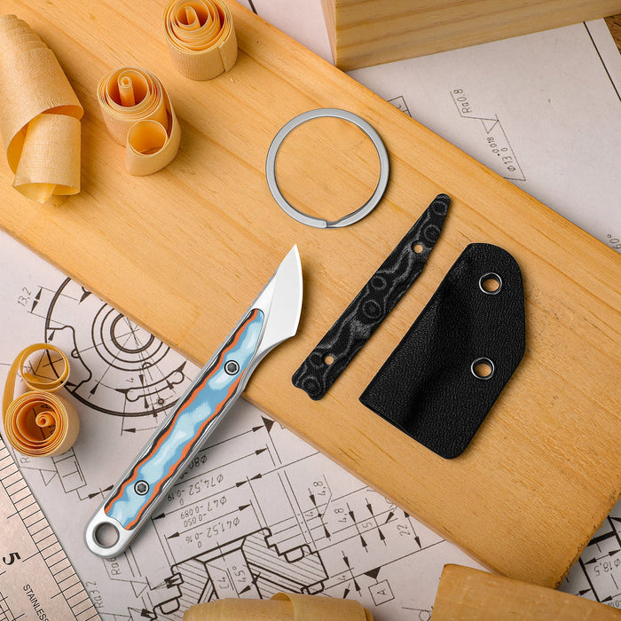 Kizer 1089A1 Cannoli (AUS-10, Drop Point, Satin, Vortex Pattern Micarta) Fixed Blade Knife