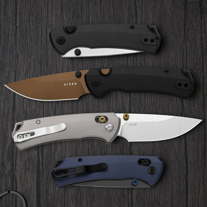 Kizer Ki3490.2BDA1 T1 BD (Elmax, DLC, Aluminum, Drop Point, Satin) Pocket Knife