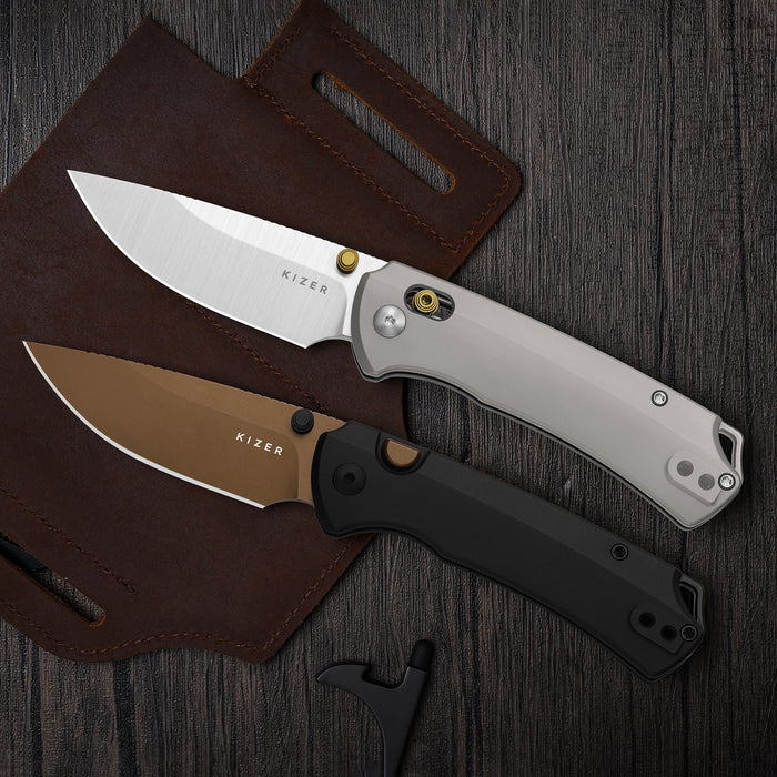 Kizer Ki3490.2BDA2 T1 BD (Elmax, Sunset Metal DLC, Titanium, Drop Point) Pocket Knife
