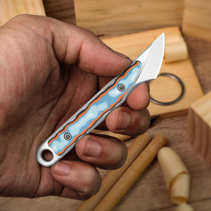 Kizer 1089A1 Cannoli (AUS-10, Drop Point, Satin, Vortex Pattern Micarta) Fixed Blade Knife