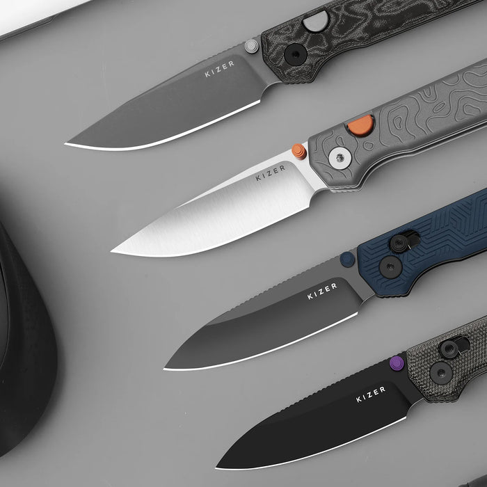 Kizer V3458.2BDA1 Begleiter 2.9 (BD1N, Drop Point, Satin, Vortex Pattern Micarta, Button Liner Lock) Pocket Knife