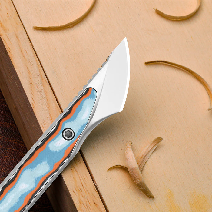 Kizer 1089A1 Cannoli (AUS-10, Drop Point, Satin, Vortex Pattern Micarta) Fixed Blade Knife