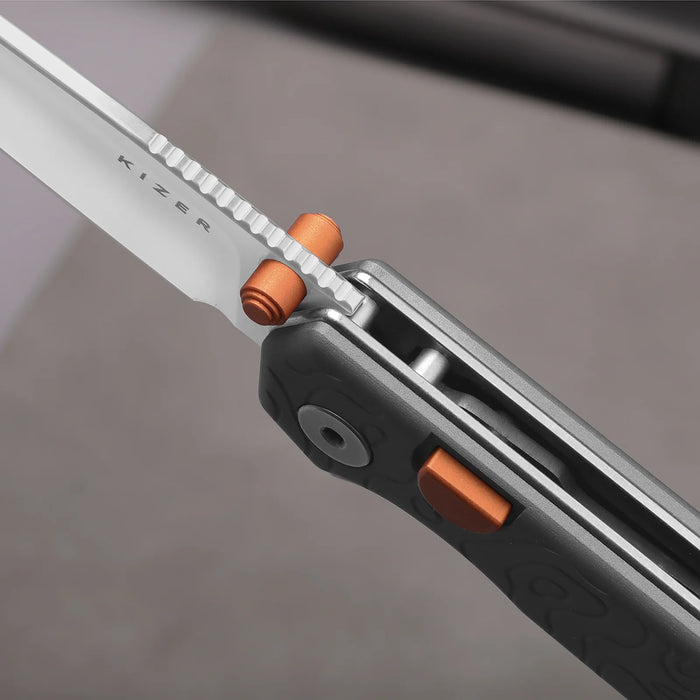 Kizer V3458.2BDA1 Begleiter 2.9 (BD1N, Drop Point, Satin, Vortex Pattern Micarta, Button Liner Lock) Pocket Knife