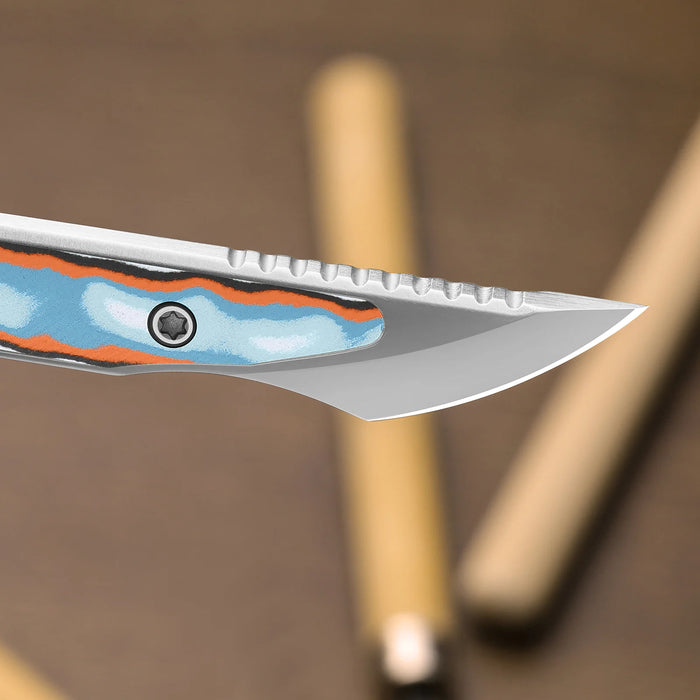 Kizer 1089A1 Cannoli (AUS-10, Drop Point, Satin, Vortex Pattern Micarta) Fixed Blade Knife