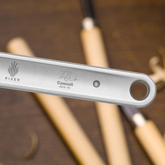 Kizer 1089A1 Cannoli (AUS-10, Drop Point, Satin, Vortex Pattern Micarta) Fixed Blade Knife