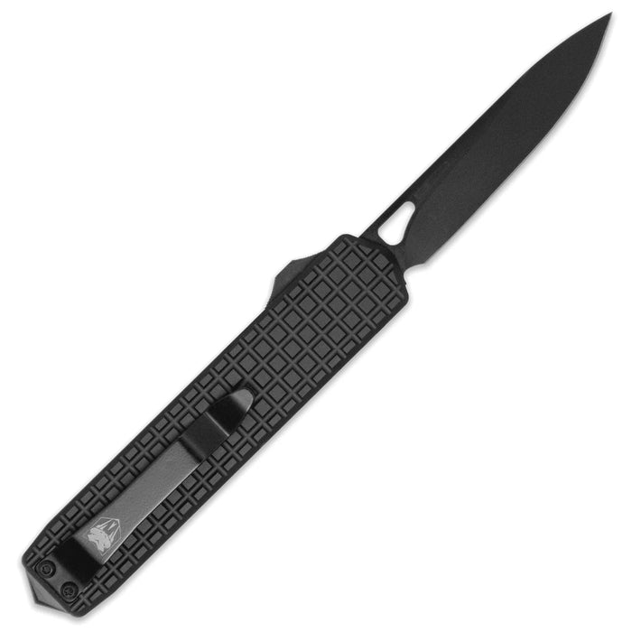CobraTec CTMBM Black Mamba (D2, Drop Point, Black Titanium Coated, Black Aluminum, OTF) Automatic Pocket Knife