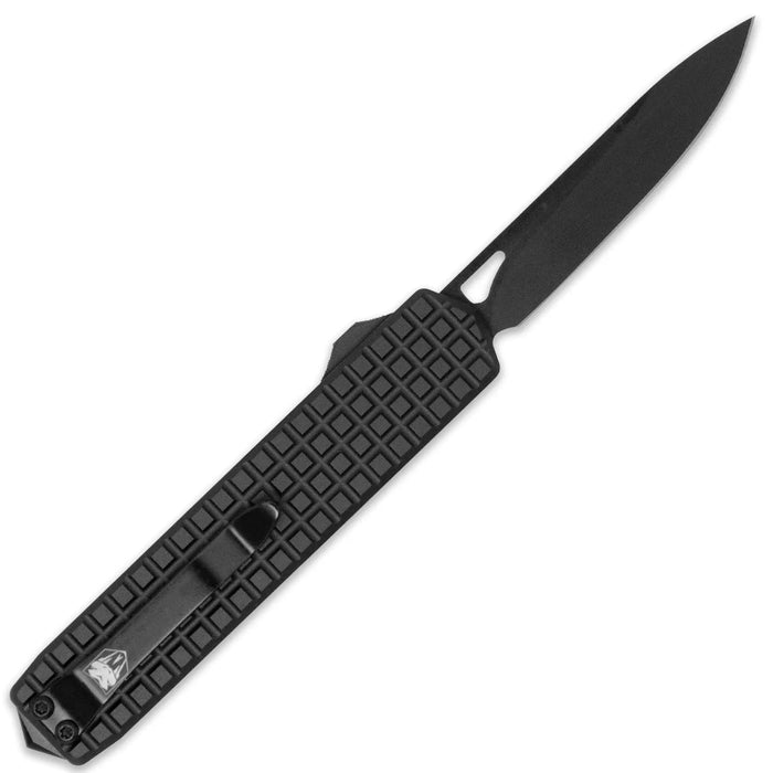 CobraTec CTSBM Black Mamba Small (D2, Drop Point, Black Titanium Coated, Black Aluminum, OTF) Automatic Pocket Knife