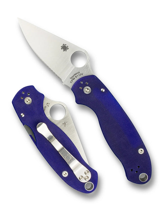 Spyderco C223GPDBL Para 3 (CPM S110V, Clip Point, Satin, Blue G10, Compression Lock) Pocket Knife