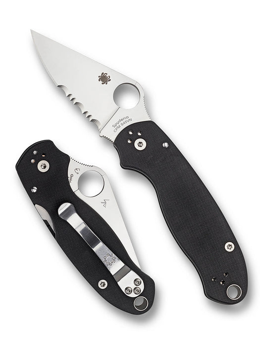 Spyderco C223GPS Para 3 (CPM S45VN, Clip Point, Satin, Black G10, Compression Lock, SpyderEdge) Pocket Knife