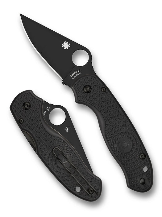 Spyderco C223PBBK Para 3 (CTS BD1N, Clip Point, DLC, Black FRN, Compression Lock) Lightweight Pocket Knife