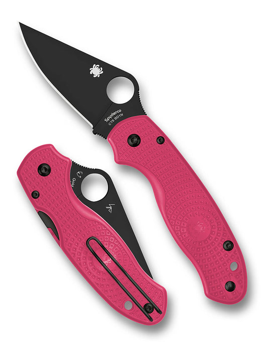 Spyderco C223PPNBK Para 3 (CTS BD1N, DLC, Clip Point, Pink, FRN, Compression Lock) Lightweight Pocket Knife