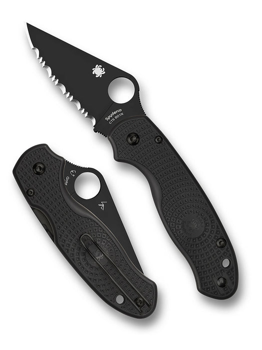 Spyderco C223SBBK Para 3 (CTS BD1N, Clip Point, DLC, Black FRN, Compression Lock, SpyderEdge) Lightweight Pocket Knife