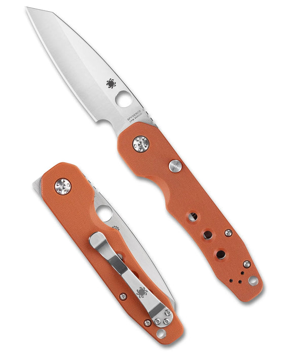 Spyderco C240GPBOR Smock (CPM REX 121, Sheepsfoot, Satin, Orange G10, Button Compression Lock) Pocket Knife