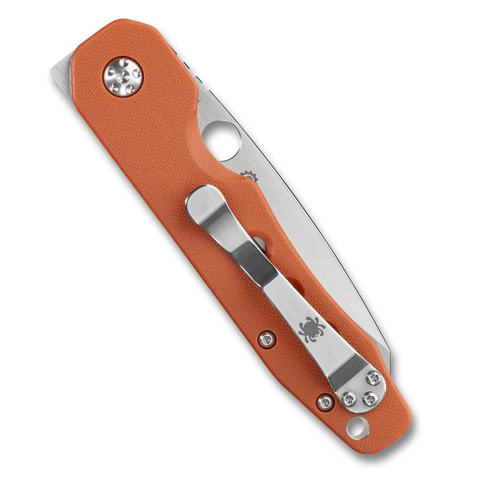 Spyderco C240GPBOR Smock (CPM REX 121, Sheepsfoot, Satin, Orange G10, Button Compression Lock) Pocket Knife