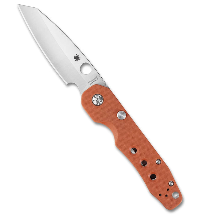 Spyderco C240GPBOR Smock (CPM REX 121, Sheepsfoot, Satin, Orange G10, Button Compression Lock) Pocket Knife