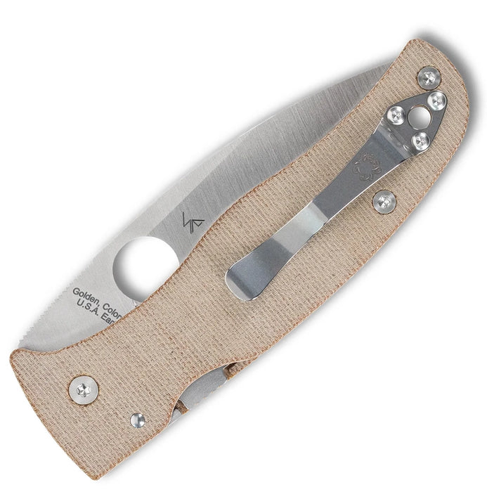 Spyderco C263MPCW Bodacious (CPM Cru-Wear, Leaf, Satin, Brown Canvas Micarta) Folding Knife