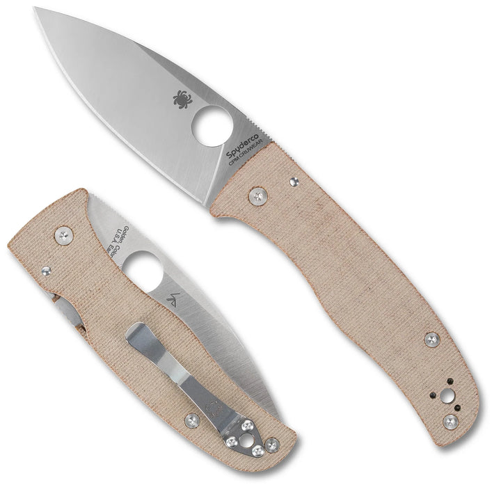 Spyderco C263MPCW Bodacious (CPM Cru-Wear, Leaf, Satin, Brown Canvas Micarta) Folding Knife