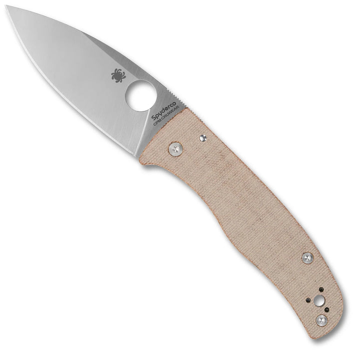 Spyderco C263MPCW Bodacious (CPM Cru-Wear, Leaf, Satin, Brown Canvas Micarta) Folding Knife