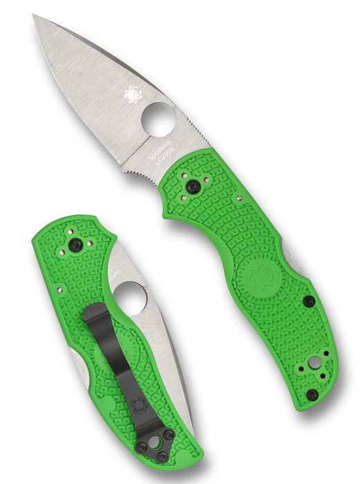 Spyderco C41PGR5 Native 5 Salt (LC200N, Drop Point, Satin, Green, FRN) Lightweight Pocket Knife