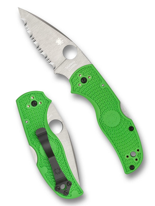 Spyderco C41SGR5 Native 5 Salt (LC200N, Drop Point, Satin, Green, FRN, SpyderEdge) Lightweight  Pocket Knife
