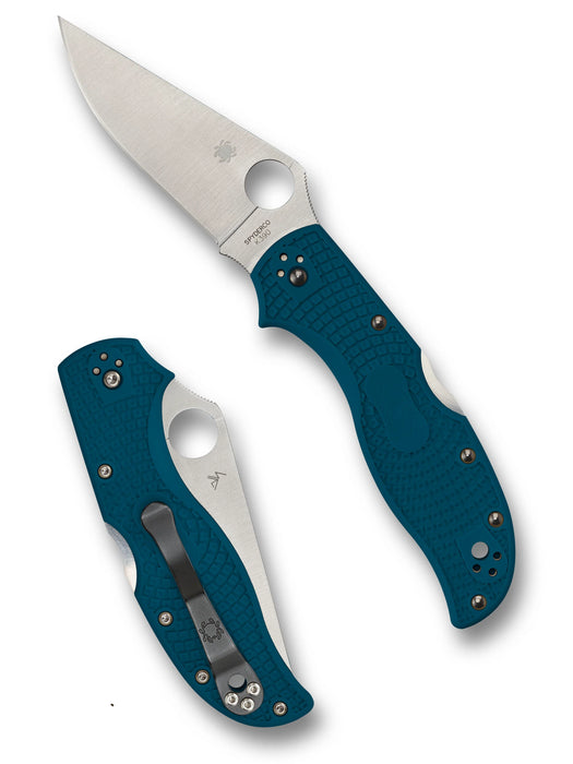 Spyderco C90FP2K390 Stretch 2 (K390, Drop Point, Satin, Blue FRN, Back Lock) Lightweight Pocket Knife