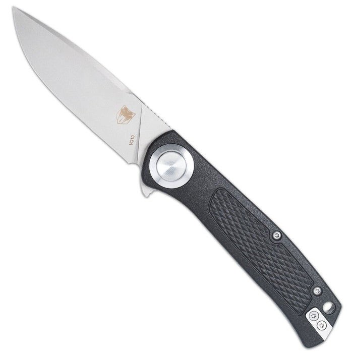 CobraTec CTSCTGRVBLKBL EDC Scout (VG10, Drop Point, Satin, Grivory, Button Lock) Pocket Knife