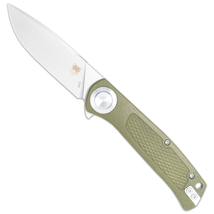 CobraTec CTSCTGRVODGBL EDC Scout (VG10, Drop Point, Satin, Grivory, Button Lock) Pocket Knife