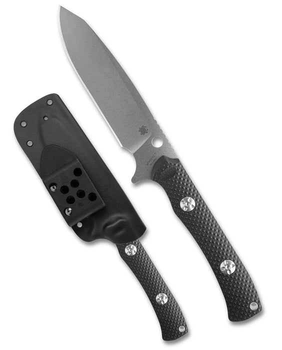 Spyderco FB53GP Skoli (9Cr18MoV, Sheepsfoot, Stonewashed, Black G10) Fixed Blade Knife