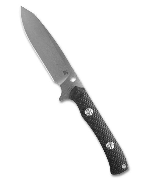 Spyderco FB53GP Skoli (9Cr18MoV, Sheepsfoot, Stonewashed, Black G10) Fixed Blade Knife
