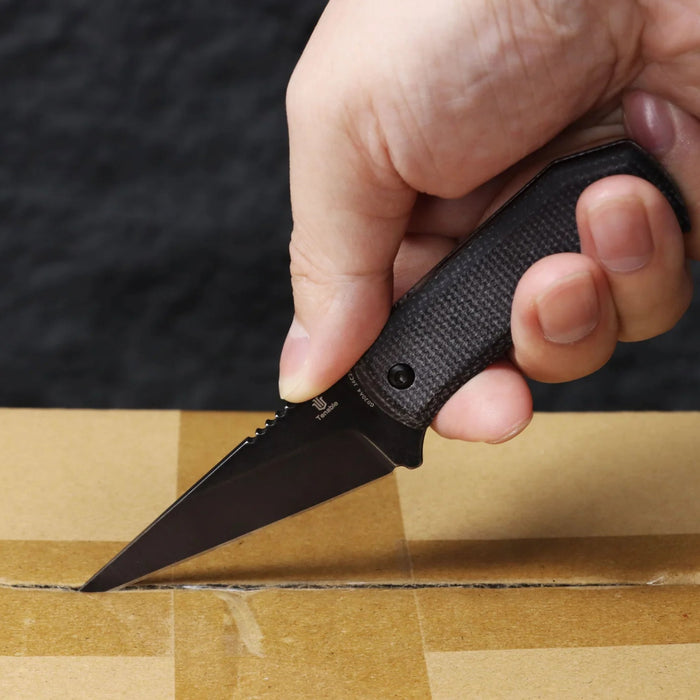 Tenable G020A2 ToothPik (14C28N, Modified Kiridashi, Blackwash, Brown Micarta) Fixed Blade Knife