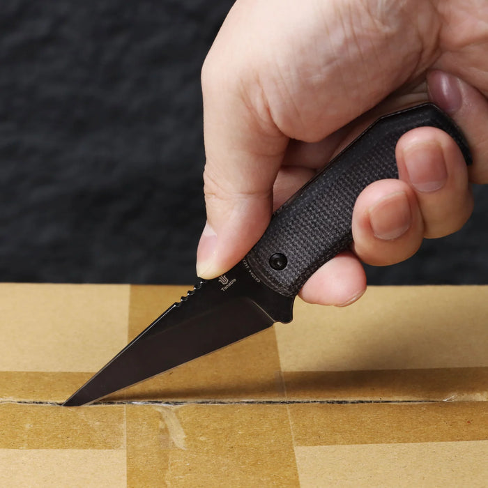 Tenable G020A4 ToothPik (14C28N, Modified Kiridashi, Blackwash, Black Micarta) Fixed Blade Knife