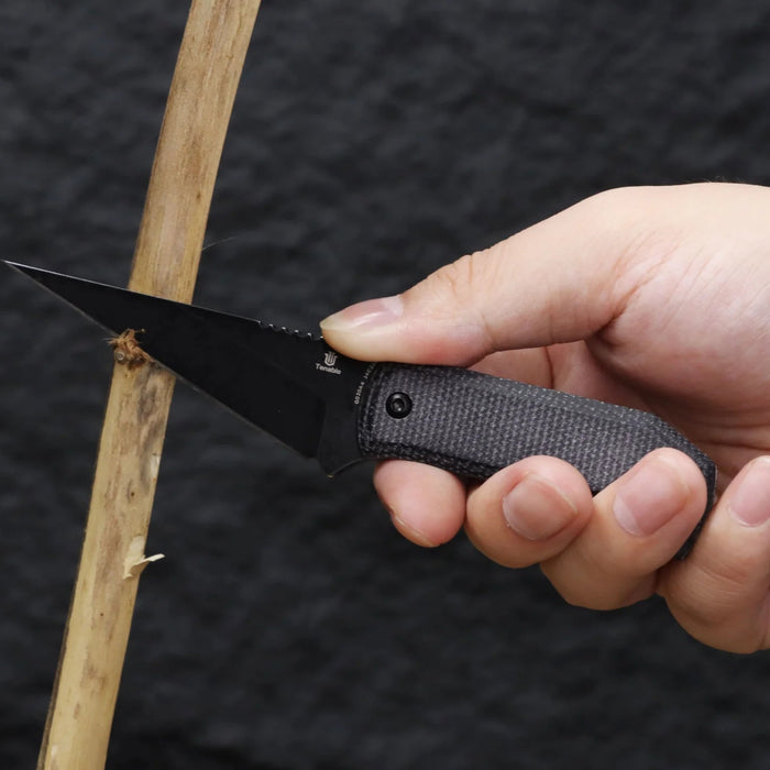 Tenable G020A2 ToothPik (14C28N, Modified Kiridashi, Blackwash, Brown Micarta) Fixed Blade Knife