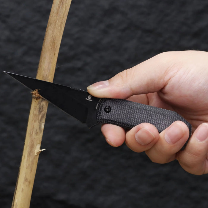 Tenable G020A4 ToothPik (14C28N, Modified Kiridashi, Blackwash, Black Micarta) Fixed Blade Knife