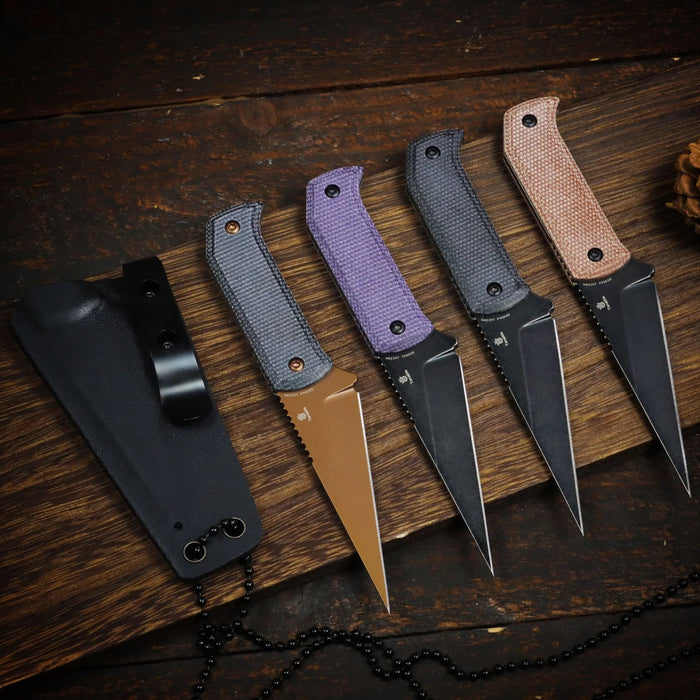Tenable G020A2 ToothPik (14C28N, Modified Kiridashi, Blackwash, Brown Micarta) Fixed Blade Knife